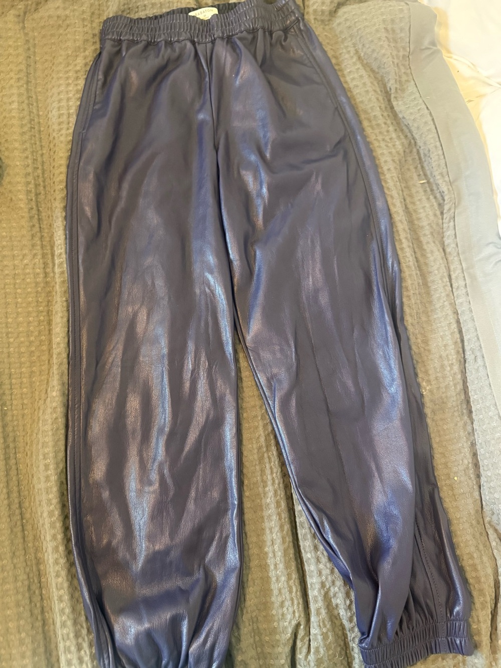 Babaton Metallic Navy Jogger Pants